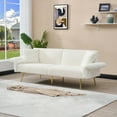 thumbnail image 2 of Glavbiku 79" Corduroy Sofa Bed,Foldable Loveseat with Folding Armrests,Daybed for Living Room,White, 2 of 14