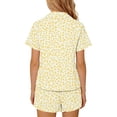 thumbnail image 5 of FAVIPT Pajamas Sets for Girls Summer Leopard Collared Short Sleeve T-Shirt and Shorts 2Pcs Pajama Button Down Loungewear Set Yellow,5-6Years, 5 of 7