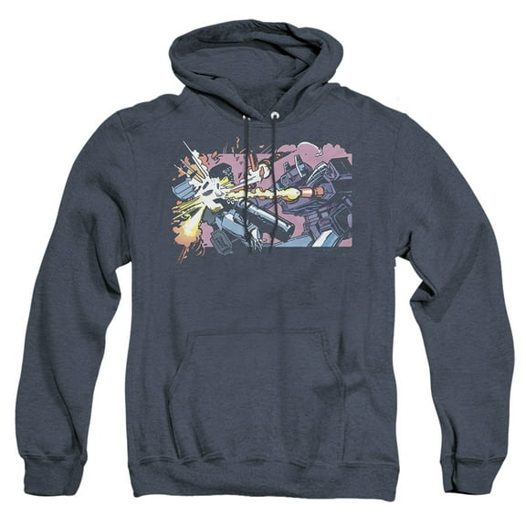 Transformers 40th Anniversary Megatron vs Shockwave Unisex Adult Pull-Over Heather Hoodie, Navy Heather, 3X-Large