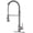 Brushed Nickel, variant on AUKTOPT Kitchen Faucet with Spring Pull Down Sprayer, Dual Function, Swivel High Arc Kitchen Sink Faucet with Deck Plate Suit to 1 or 3 Holes , Solid Brass, Matte Black