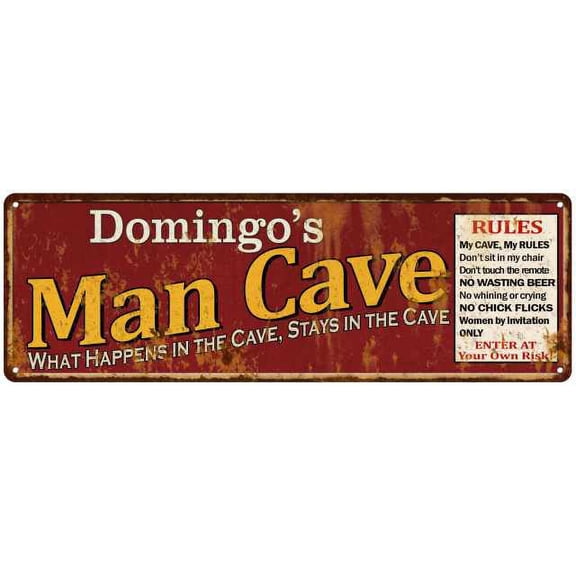 Domingo's Man Cave Rules Red Sign Gift 6x18 206180004391