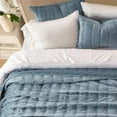 thumbnail image 2 of EVERGRACE 3 Pieces Luxurious Velvet Quilt Queen Size, Ultra Soft Bedspread Coverlet Set, Double Box Stitch Lightweight Velvet Comforter for All Season with 2 Shams, Blue Linen, 92''x96'', 2 of 8