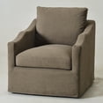 thumbnail image 3 of Brown Slipcovered Swivel Barrel Accent Chair with Removable Cushions, Modern Upholstered Armchair, 3 of 15