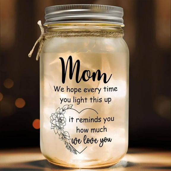 Mom Birthday Gifts from Daughter Son - Unique Christmas Home Decor, Sentimental Mason Jar Night Lights for Mom from Kids