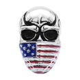 thumbnail image 1 of Anillos de motociclista con calavera dominante, estilo occidental, con máscara de bandera multicolor, 1 of 9