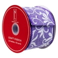 thumbnail image 4 of Northlight Textured Floral Vine Wired Craft Ribbon - 2.5" x 10 Yards - Purple and White, 4 of 9