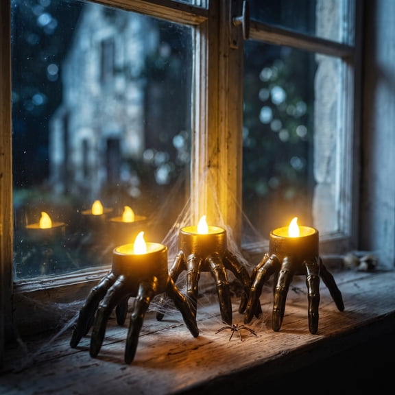 ShaoXinWan Halloween Skull Hand Lamp Decor, 3PCS Spooky Decorative Skeleton Hand Flameless Candle for Spooky Theme Party, Indoor Home Tabletop Decoration
