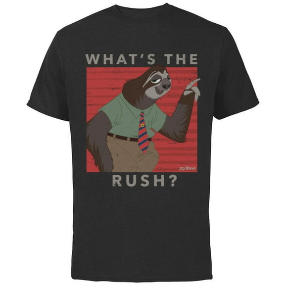 Disney Zootopia Flash What's The Rush T-Shirt - Short Sleeve Cotton T-Shirt for Adults - Customized-Black