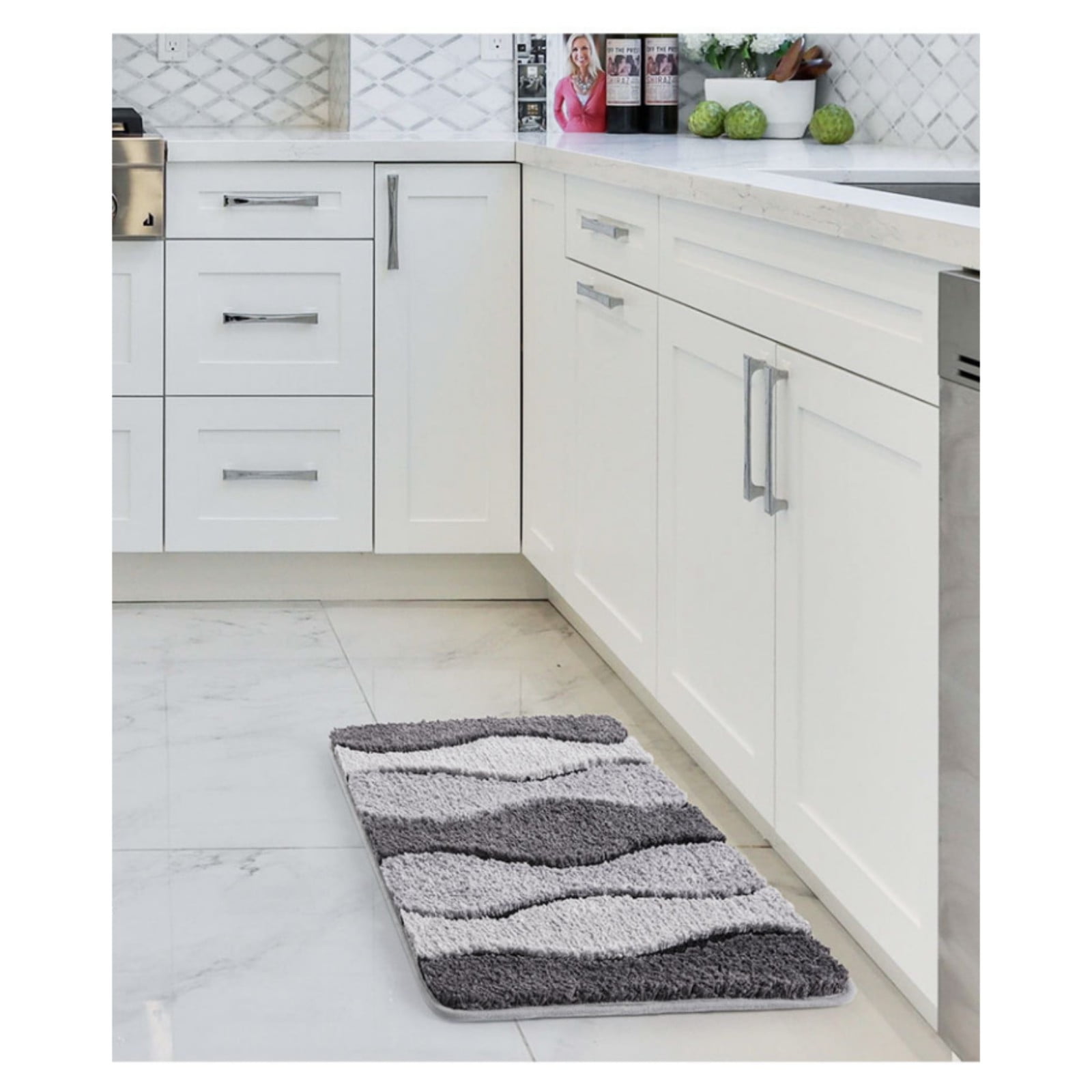 Kbndieu Bathroom Rug Mat Extra Soft and Absorbent Microfiber Bath Rug Non Slip Bath Mat Carpet Wash Dry Shower Mats for Bathroom Floor Tub Gray