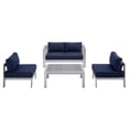 thumbnail image 2 of Modway Shore Sunbrella® Fabric Outdoor Patio Aluminum 4 Piece Set in Silver Navy, 2 of 10