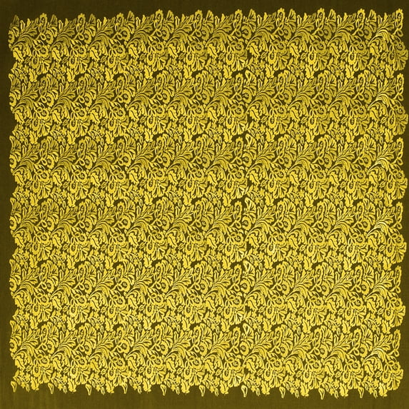 Ahgly Company Indoor Square Abstract Yellow Contemporary Area Rugs, 8' Square