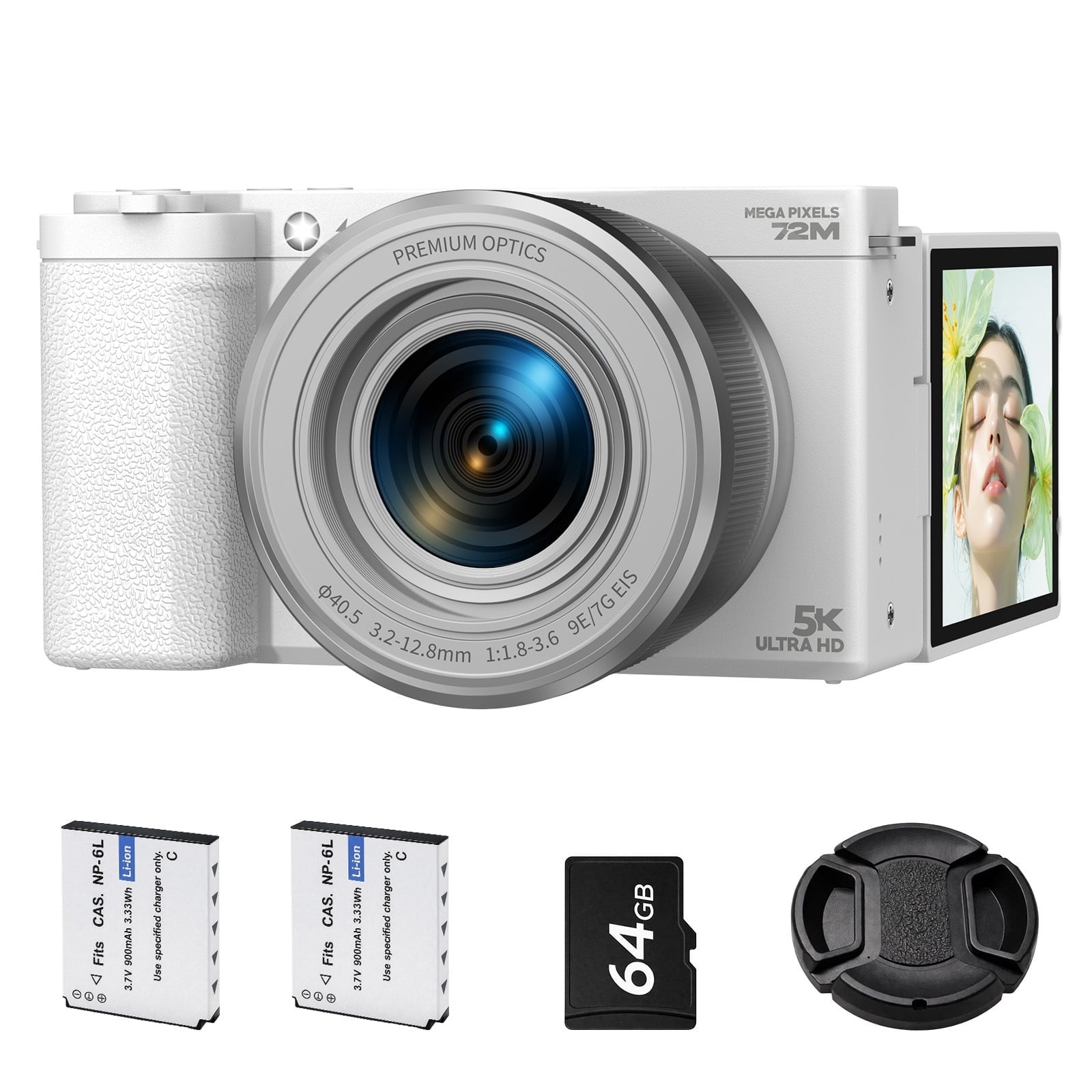 Campark 72MP Digital Camera for Photography, 6X Optical Zoom Autofocus 5K Vlogging Camera for YouTube