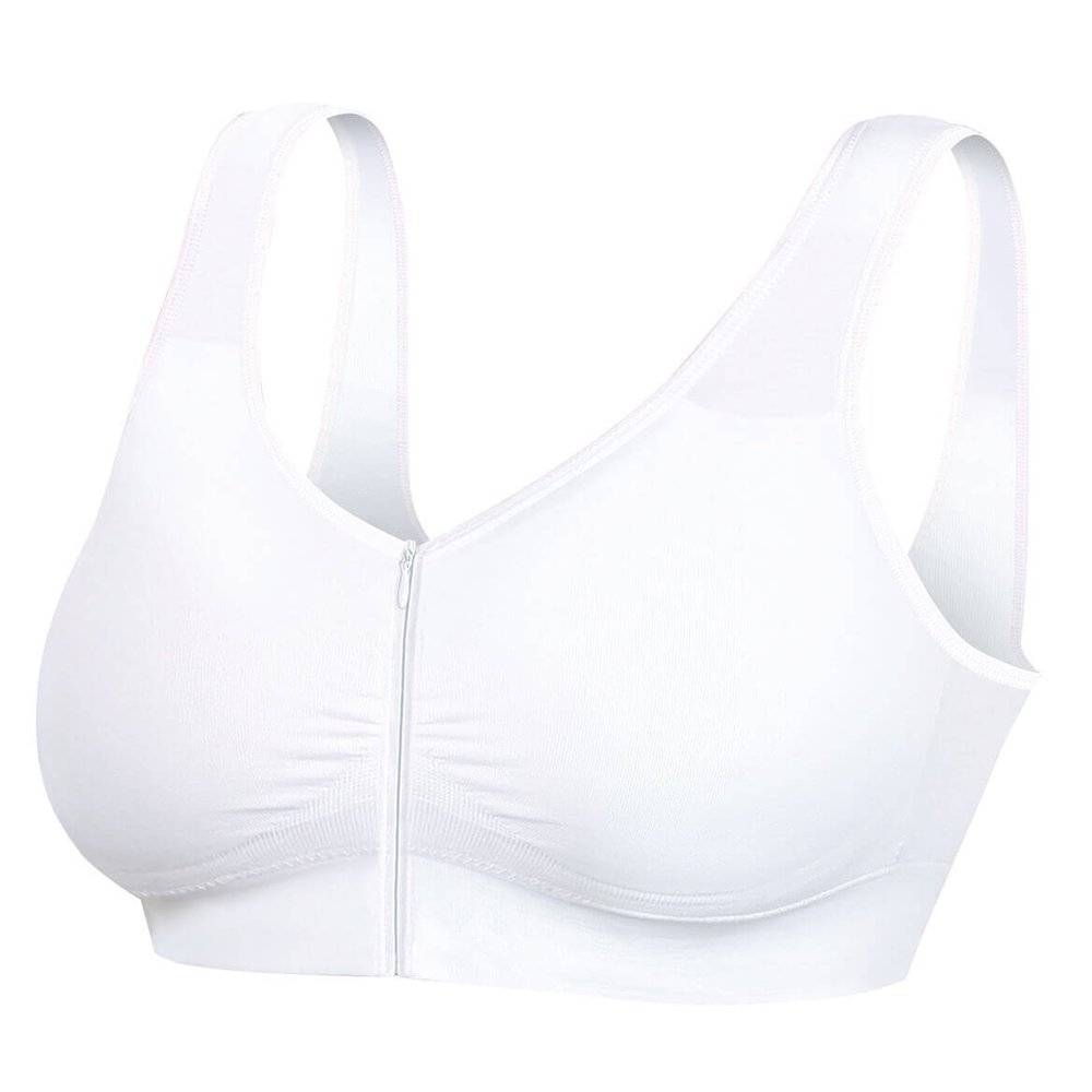 Dream Products Therapeutic Zip Front Bra, White, XL