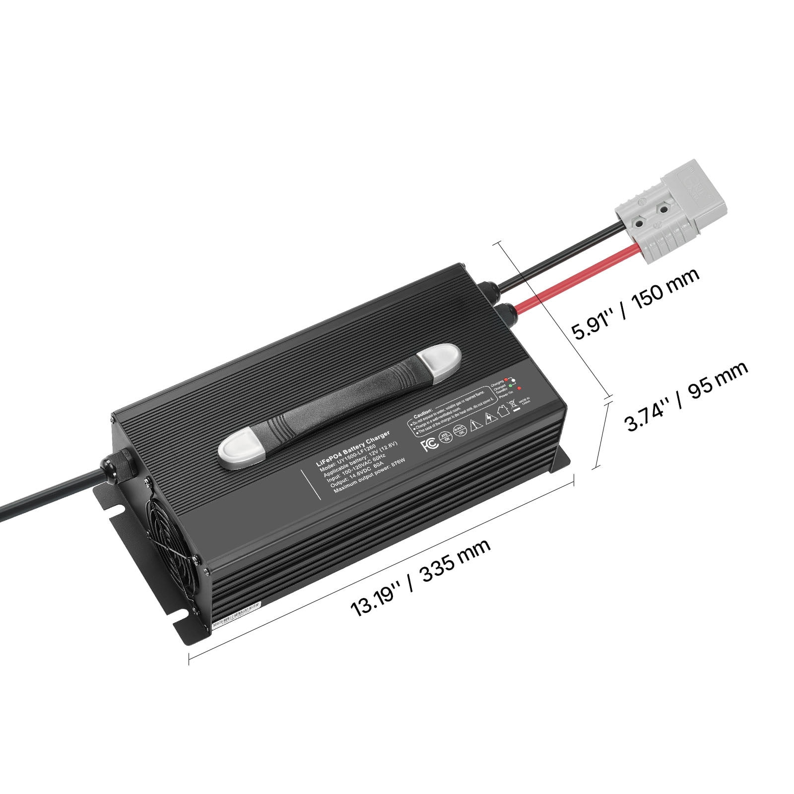 KFFKFF 12V 60A Lithium Battery Charger, 14.6V AC-DC LiFePO4 Smart Charger with Anderson Connector, LED Display, 0V Activation, Compatible with Lithium LiFePO4 Deep Cycle Batteries for Boats and RVs