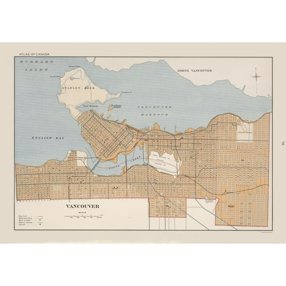 Historic Map - Vancouver Canada - Chalifour 1915 - 32.67 x 23 - Vintage Wall Art