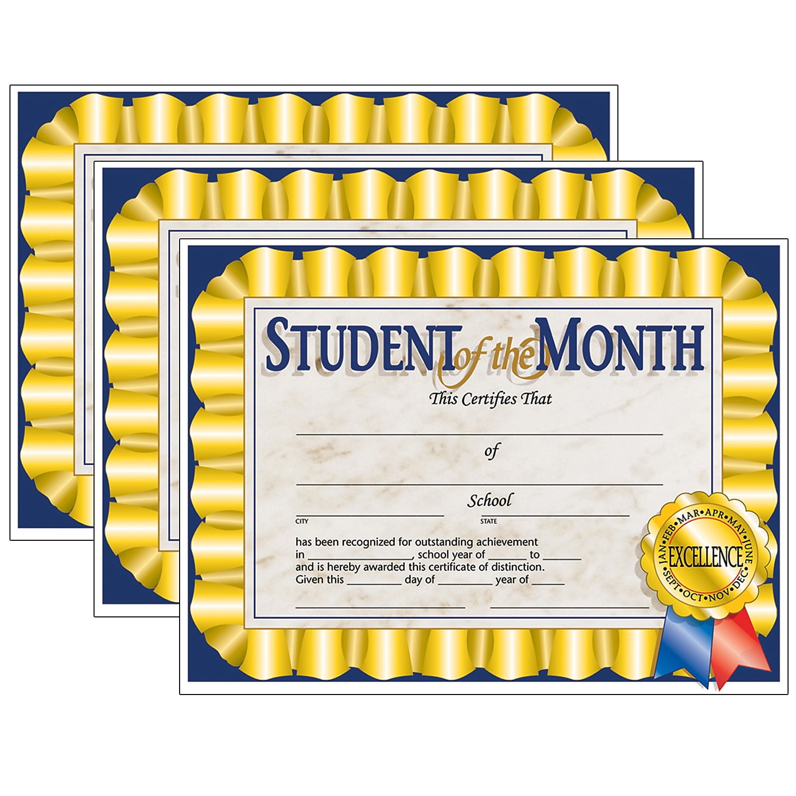 Hayes 21.21" x 21" Student of the Month Certificate H-VA21221-21 Inside Free Printable Student Of The Month Certificate Templates