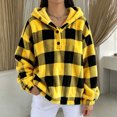 thumbnail image 4 of Staron Plaid Hoodies for Women Casual Oversized Long Sleeve Hooded Sweatshirt Button Down Checkered Patterned Loose Comfy Fall Winter Coat Cardigan Jacket Yellow XXL, 4 of 6