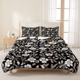 thumbnail image 3 of Full Quilt Set 78''x90'', Black White Floral Lightweight Bedspread Coverlet Set with 2 Pillow Shams, Farmhouse Vintage Botanical Leaves Breathable All Season Quilt Bedding for Bedroom/Guest Room, 3 of 9