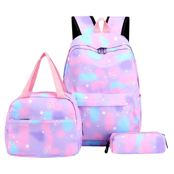 3Pcs Cute Backpack Backpacks Colorful BookBag Set School Backpack with Lunch Box & Pouch 2026 Back to School (01_Purple,One Size)