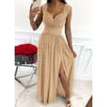 thumbnail image 3 of Womens 2024 Formal Dresses Wrap V-Neck Ruched Sexy Bridesmaid Wedding Guest Maxi Dresses, 3 of 10