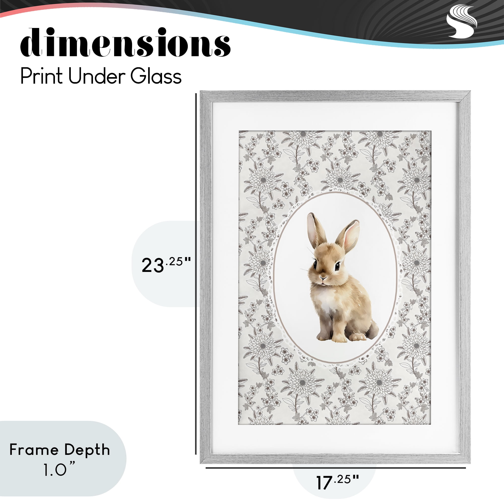 Stupell Industries Mauve Botanical Bunny Gray Framed Print Under Glass, design by Ink Drop Loft