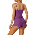 thumbnail image 3 of Conjuntos de pijama para mujer INSPIRE CHIC, camisetas de punto con pantalones cortos, 2 piezas, ropa de dormir, XS, morado, 3 of 6