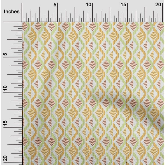 oneOone Viscose Chiffon Fabric Diamond Geometric Print Fabric By The Yard 42 Inch Wide