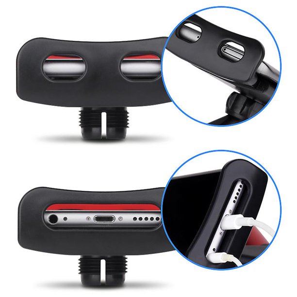 Asiento trasero del automóvil Soporte para teléfono móvil Hebilla giratoria Tableta de presión Ipad Reposacabezas para automóvil Soporte para automóvil telescópico (1 pieza, negro y rojo) LingWen 8390613725431