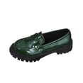 thumbnail image 3 of Gpaecead Women College Style Thick Sole Loafers Patent Leather Glossy Spring Summer Casual Heightening Slip On Shoes, Green, 3 of 8