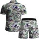 thumbnail image 3 of Conjunto casual de blusa y pantalones de playa de manga corta con estampado de botones para hombre Pompotops oipoqjl51704, 3 of 8