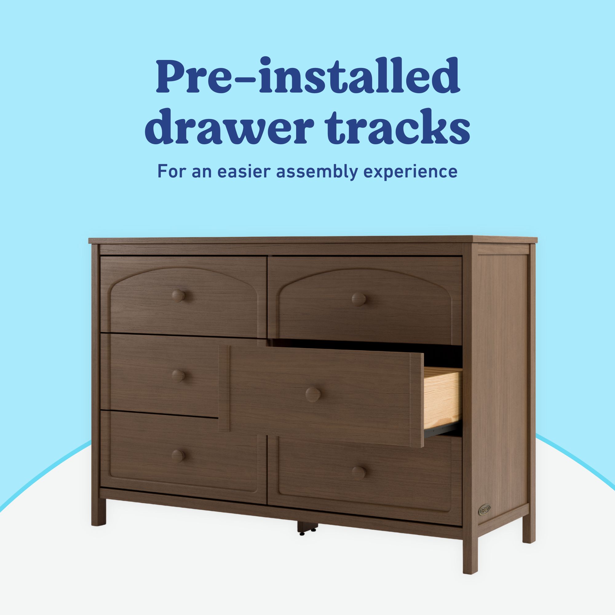 Graco Olivia 6 Drawer Double Dresser, Hazelnut