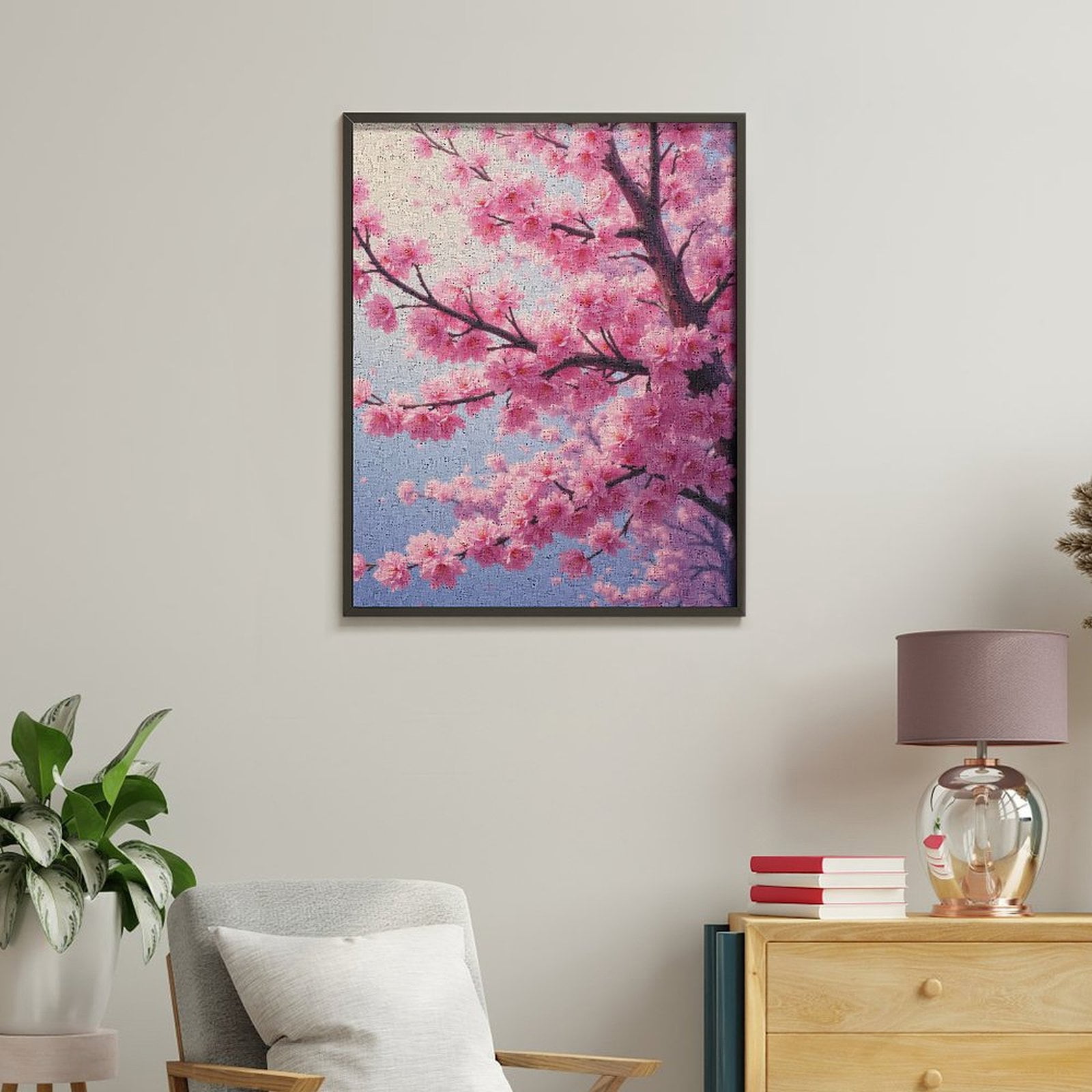 Paint by Numbers Kit for Adults, Cherry Blossom Tree Spring Serenity Paint by Numbers, Easy Paint by Numbers Kit for Adults Beginner, DIY Adult Paint by Number Kits on Canvas, Home Decor