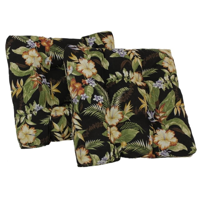 Coussin de Chaise de Salle à Manger Capitonné en Polyester Filé Carré de 19 Po (Ensemble de Deux)