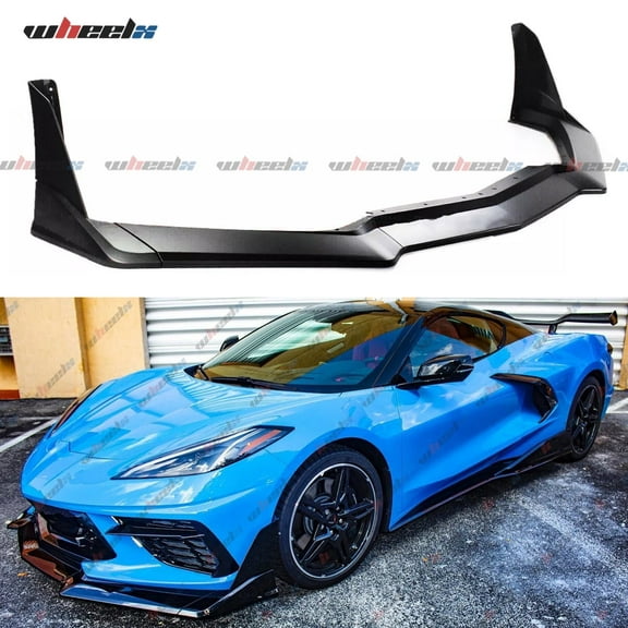 7Pcs Front Lip Compatible with 2020-2025 Chevy Corvette C8 Z51, Stage 3 ST Style Bumper Air Dam Lower Chin Splitter Protection Body Kit Fits for 2020 2021 2022 2023 2024 2025 (Matte Black)