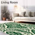 thumbnail image 2 of ODIKA 4'x6' Machine Washable Non-Slip Area Rug, Artisan Damask Reverie with Lattice Vines and Stylized Blossoms High Traffic Rug with Pad, Green, 463808, 2 of 8