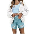 thumbnail image 2 of Lilgiuy Women Casual Pockets Long Sleeve Casual Solid Coat Cardigan Blouse(White,12) Winter Clothes for 2022, 2 of 5