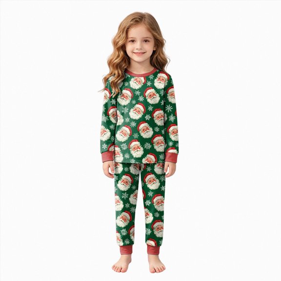 sdbrld Kids Christmas Pajamas for Girls 2Pcs Long Sleeve Shirt and Pants Set Children Holiday Loungewear Sizes 7-8 Years