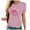 Pink, variant on Lolmot Breast Cancer Gift Shirts for Women Pink Ribbon Letter Print Crew Neck Short Sleeve Tops Breast Cancer Awareness T-Shirt
