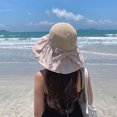 thumbnail image 4 of Diufon Wide Brim Straw Hat for Women Trendy Ruffled Hem Outdoor Beach Sun Hats Holiday Style Cap with Bow, 4 of 4