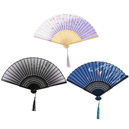 

3pcs Hand Held Folding Fans Antique Folding Fans Bamboo Fans Dance Props