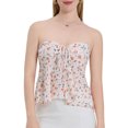 thumbnail image 1 of Gupgi Women Flower Tube Top Strapless Tie Front Smocked Bandeau Tops Off Shoulder Ruffle Vest, 1 of 9