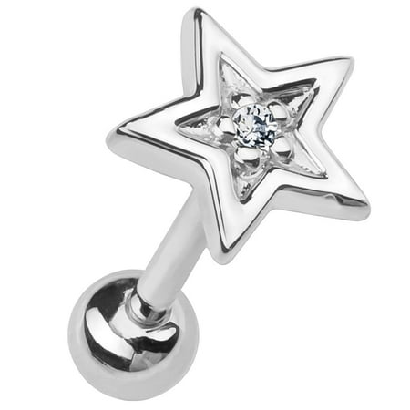 Diamond Star 14k White Gold Cartilage Earring Diamond Star 14k White Gold Cartilage Earring