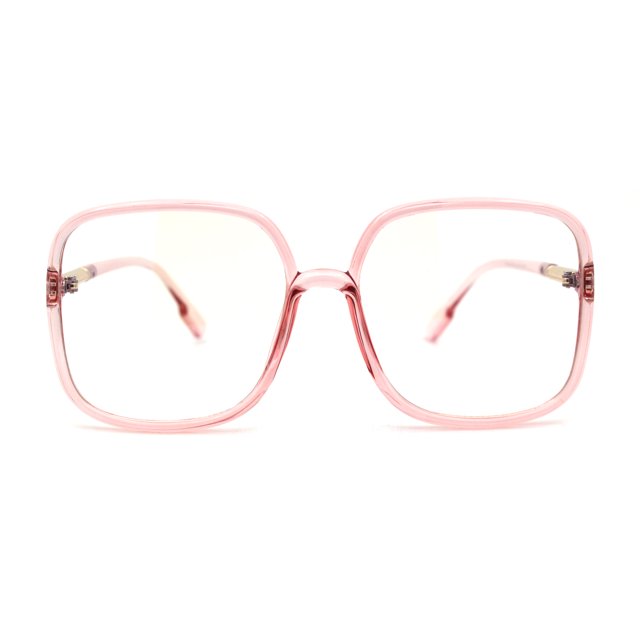 Womens 90s Oversize Rectangular Butterfly Clear Lens Eyeglasses Pink Gold