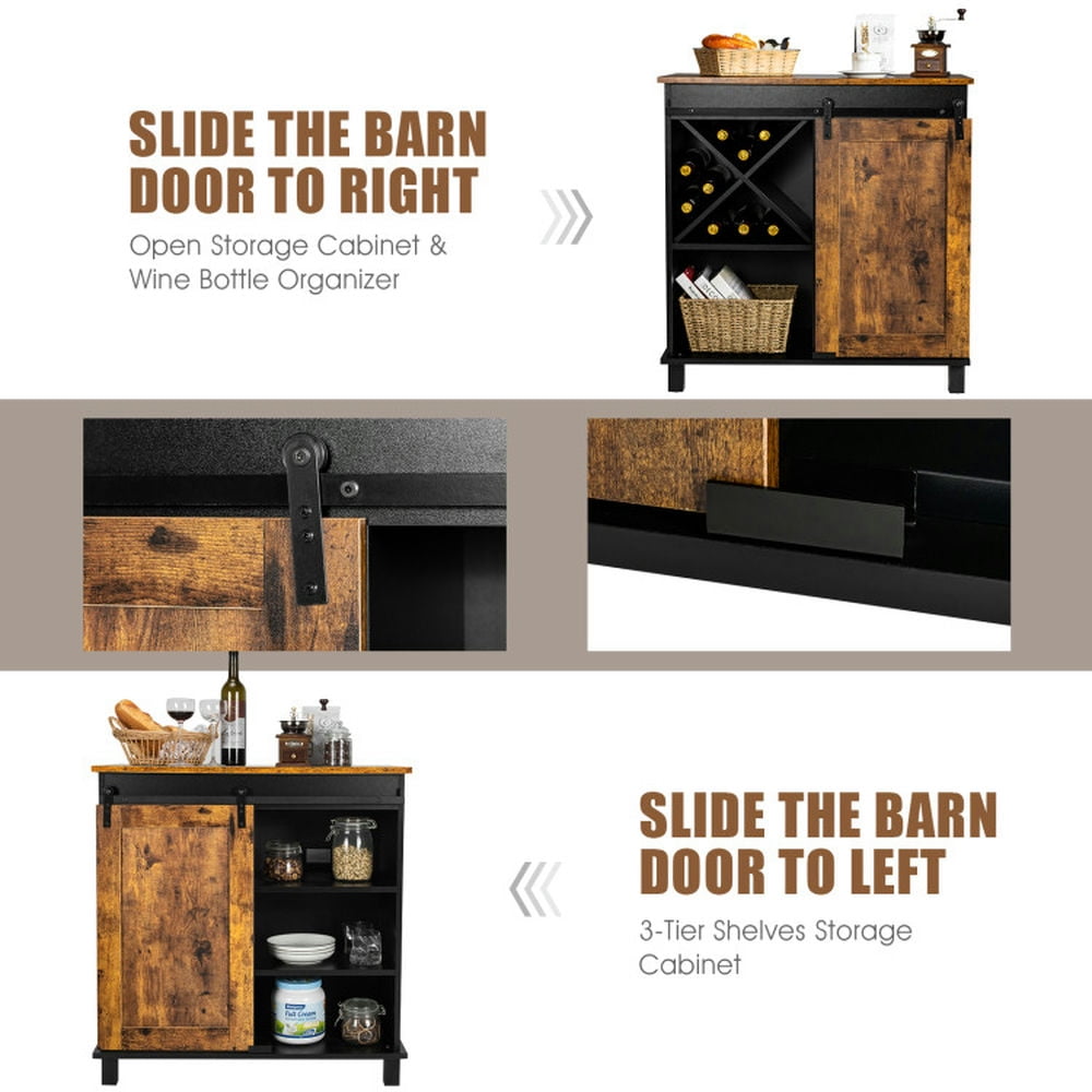 Finihen Kitchen Storage Cabinet, Buffet Sideboard, Industrial Storage Cabinet with Sliding Barn Door, for Dining Room, Kitchen, Living Room, Rustic Brown Finihen Kitchen Storage Cabinet, Buffet Sideboard, Industrial Storage Cabinet with Sliding Barn Door, for Dining Room, Kitchen, Living Room, Rustic Brown