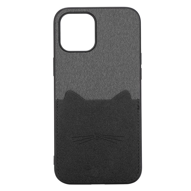 Funda de cuero tipo billetera para iPhone 12 Pro Max con tarjetero Funda protectora trasera delgada de cuero sintético Negro