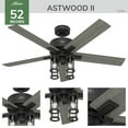 thumbnail image 5 of Hunter - Astwood II  Indoor Ceiling Fan With Light, Remote, 52-inch, Matte Black, Casual-style, 4-speed WhisperWind Motor, 52994, for Living Rooms, Bedrooms, 5 of 18