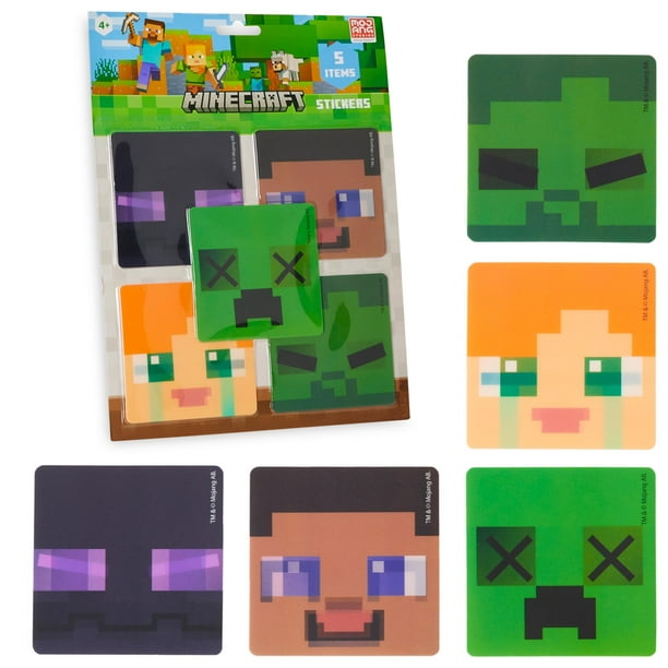 Pegatinas Minecraft 3D para niños, paquete de 5, con licencia oficial