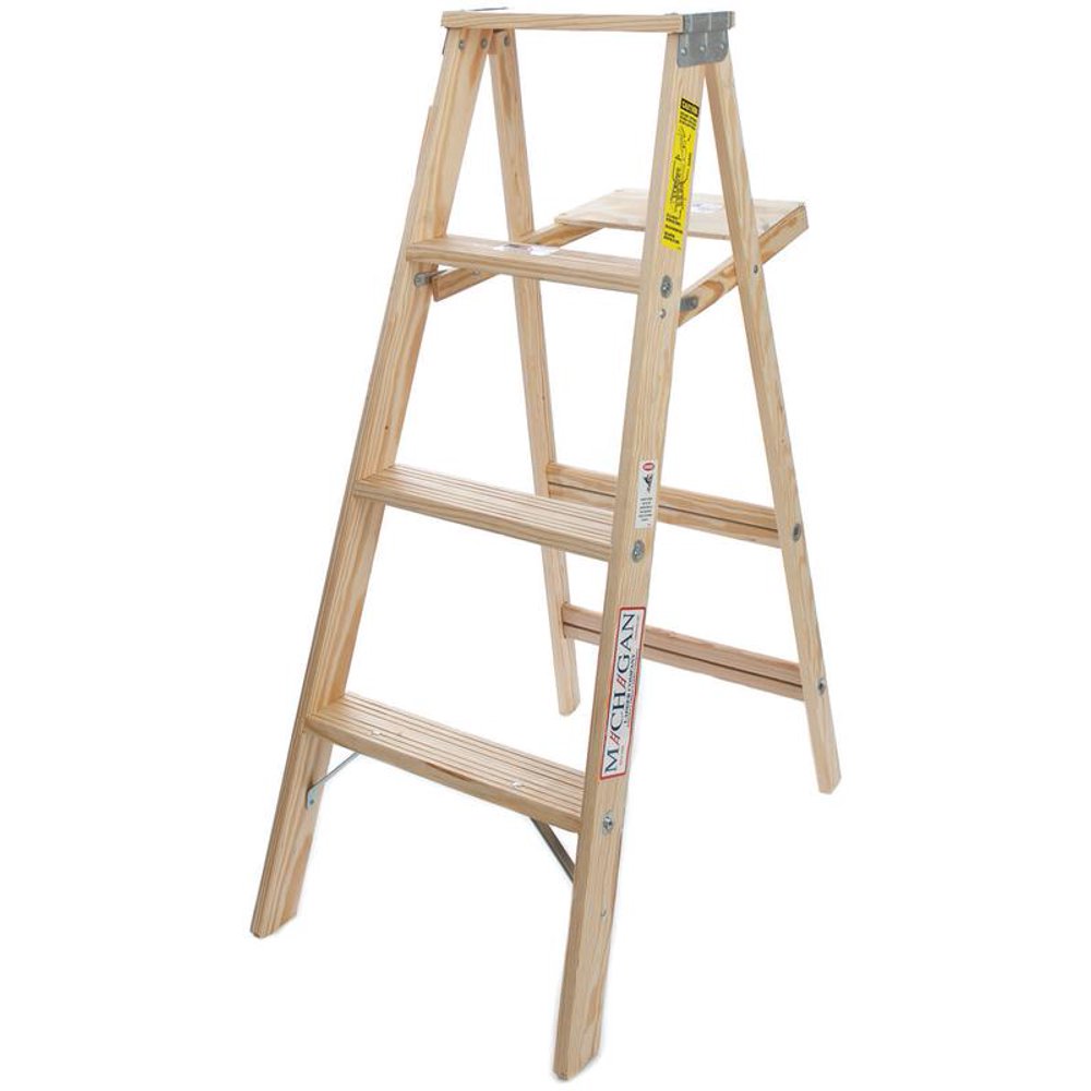 Michigan 110004 Pine Step Ladder, 200 lb, 3/4 X 31/2 in, 3/4 X 25/8