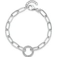 thumbnail image 4 of Sterling Silver Rhodium-Plated Paperclip Cz Circle With 1In Ext. Bracelet (Width 5.25) (Length 8) - Jbsp, 4 of 5