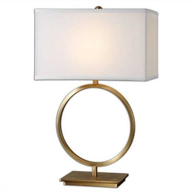 Bowery Hill Lampe de Table Ronde Moderne en Laiton Brossé Plaqué